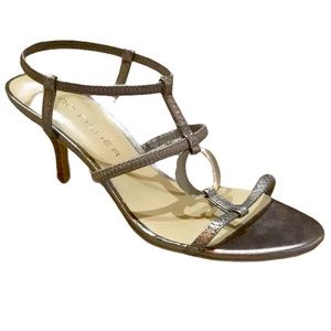 Marc Fisher Leather Metallic Cage Sandal Pumps 9